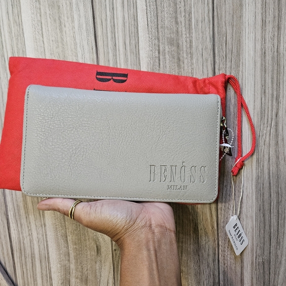 Benoss Milan Zip Around Wallet Gray Vegan Clutch - Picture 2 of 9